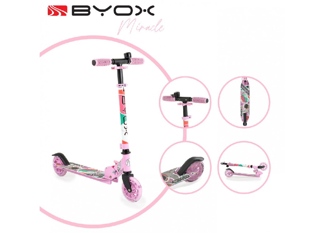 Byox Children's Folding Miracle Two-Wheel Scooter Pink