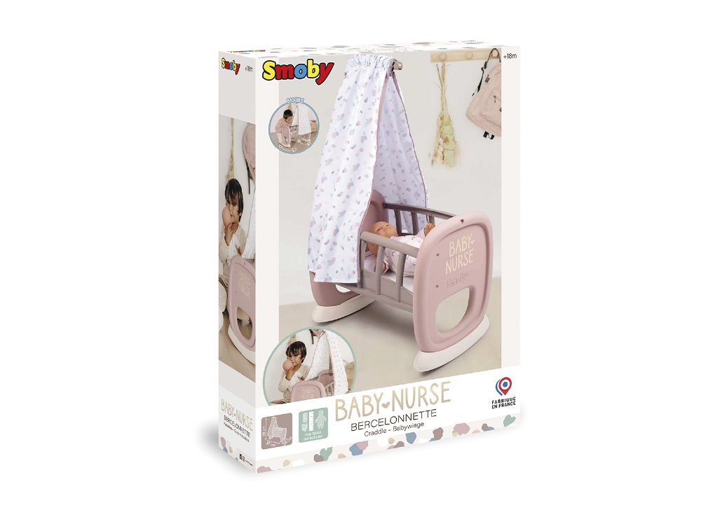 Smoby Λίκνο για κούκλα Baby Nurse Cradle (220373)
