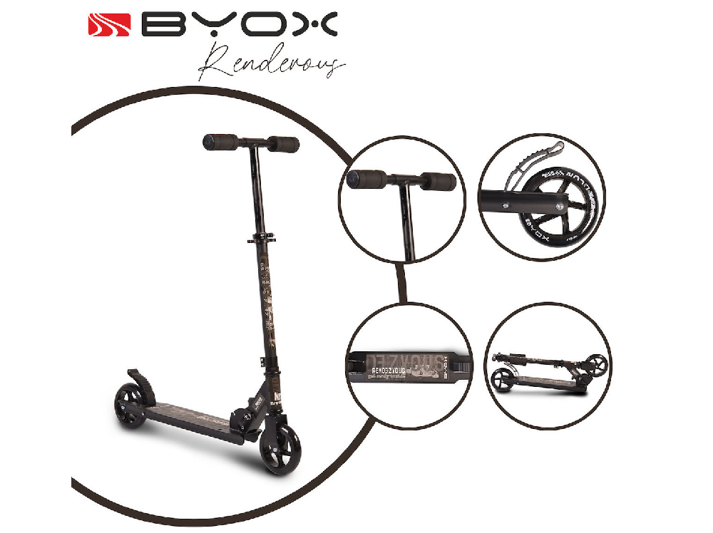 Byox Children's Folding Rendevous Two-Wheel Scooter Black