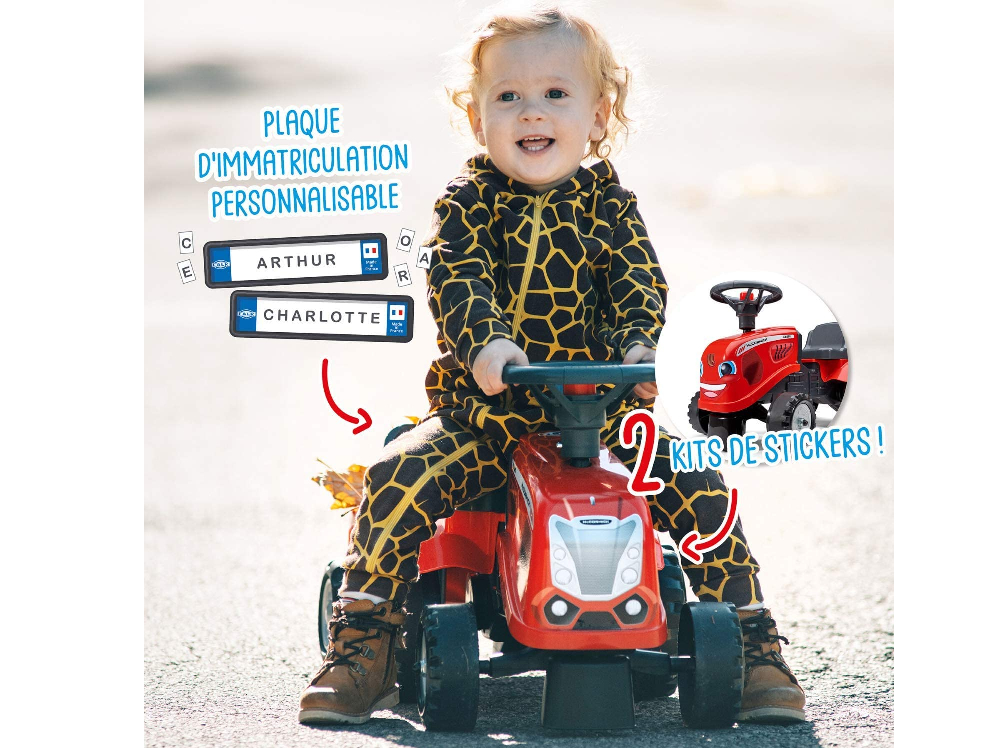 Baby Mc Cormick ride-on tractor with trailer, rake & shovel