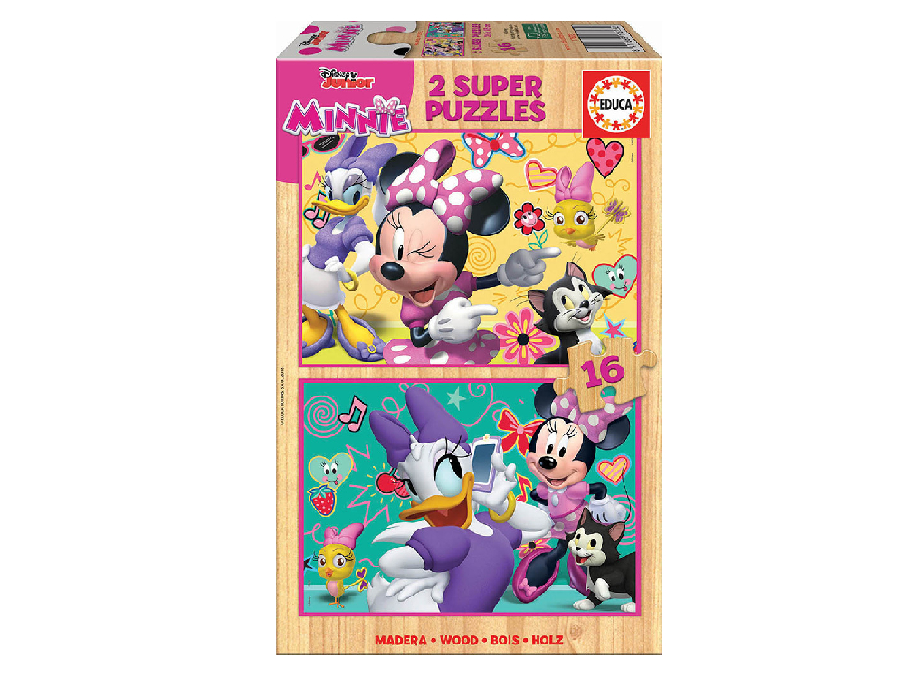 Ξύλινο Παιδικό Puzzle Minnie Happy Helpers - 2 puzzle των 16τμχ. (17623)