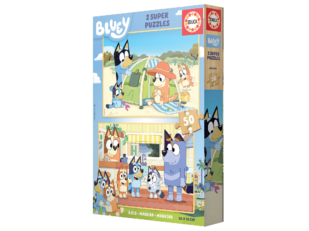 Ξύλινο Παιδικό Puzzle Bluey 100pcs - 2 puzzle των 50τμχ (19408)
