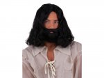 Men's Black Square Wig With Beard