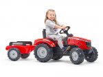 Red Massey Ferguson S8740 pedal tractor with trailer