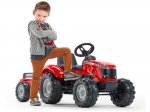 Red Massey Ferguson S8740 pedal tractor with trailer
