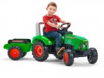 Green Supercharger pedal tractor with opening bonnet and trailer included