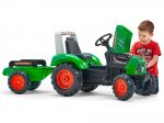 Green Supercharger pedal tractor with opening bonnet and trailer included