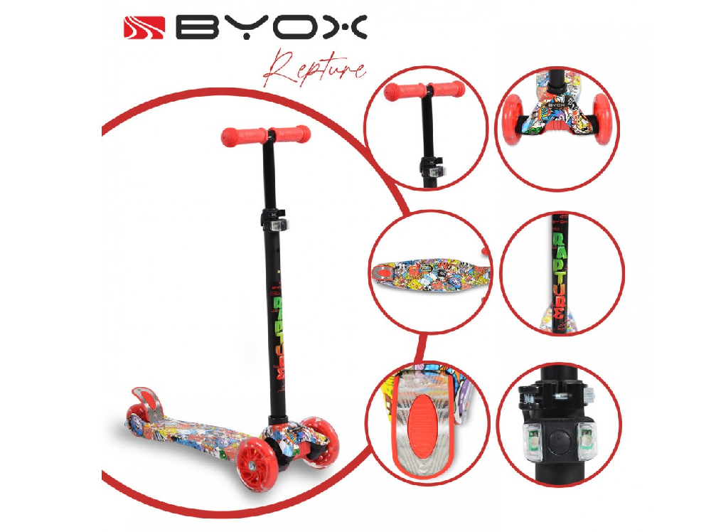 Byox Children's Skateboard Rapture Tricycle Red